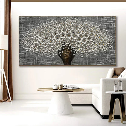 Modern Abstract Flower Tree Canvas Art for Living Room & Office Decor