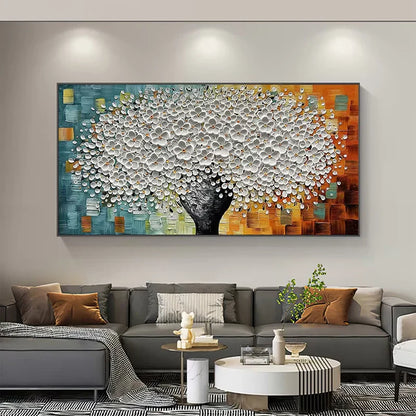 Modern Abstract Flower Tree Canvas Art for Living Room & Office Decor
