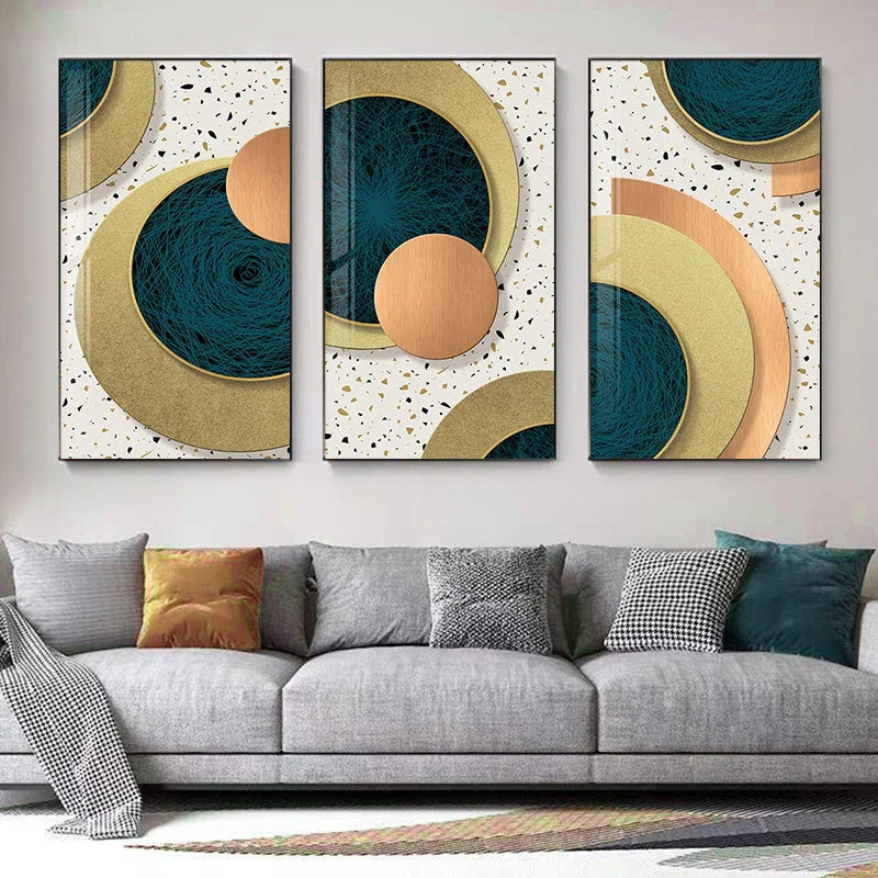 Modern Abstract Geometric Circles Canvas Art for Luxury Home Decor