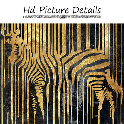 Modern Abstract Golden Zebra Lines Animal Wall Art Canvas Prints