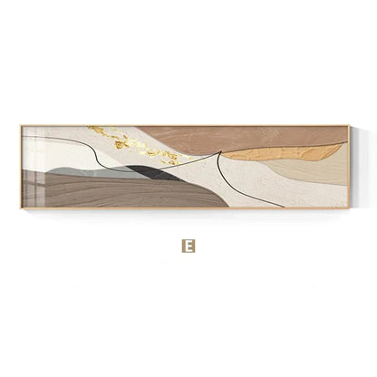 Modern Abstract Wide Format Canvas Art - Neutral Colors & Flowing