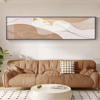 Modern Abstract Wide Format Canvas Art - Neutral Colors & Flowing