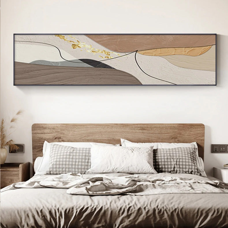 Modern Abstract Wide Format Canvas Art - Neutral Colors & Flowing