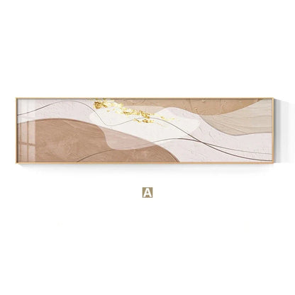 Modern Abstract Wide Format Canvas Art - Neutral Colors & Flowing
