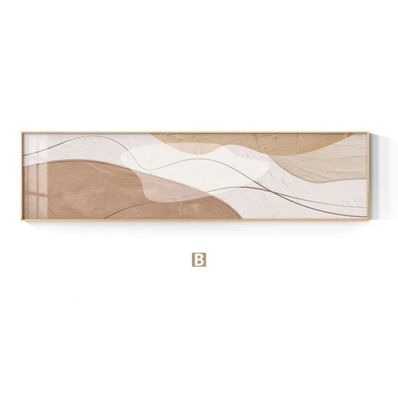 Modern Abstract Wide Format Canvas Art - Neutral Colors & Flowing