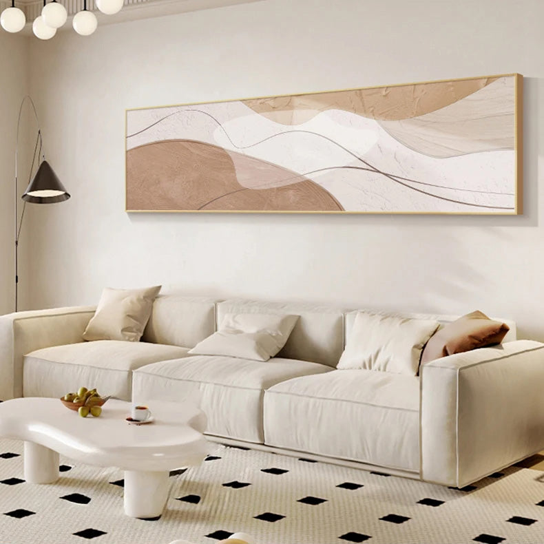 Modern Abstract Wide Format Canvas Art - Neutral Colors & Flowing