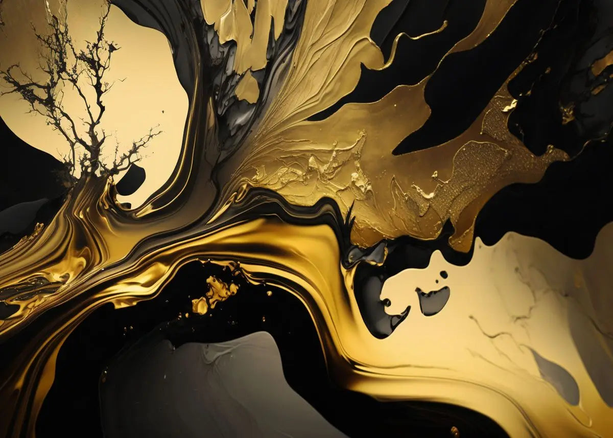 Modern Black & Gold Abstract Canvas Wall Art for Home Decor