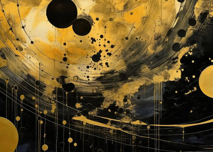 Modern Black & Gold Abstract Canvas Wall Art for Home Decor