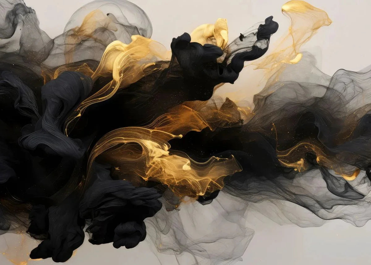 Modern Black & Gold Abstract Canvas Wall Art for Home Decor