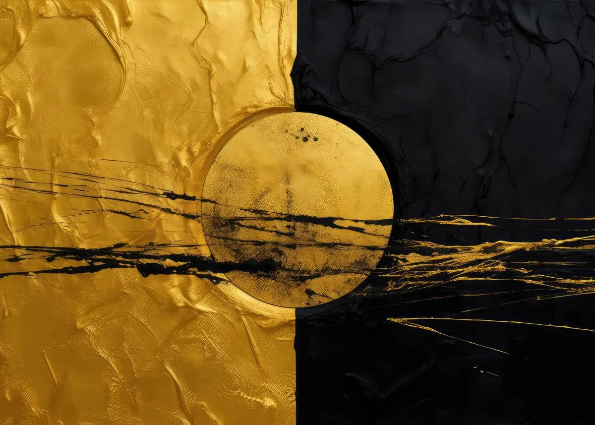 Modern Black & Gold Abstract Canvas Wall Art for Home Decor