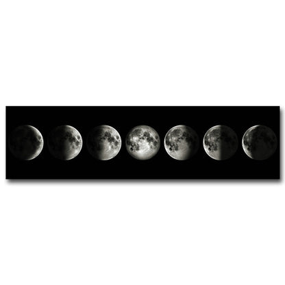 Moon Phases Black & White Canvas Wall Art for Bedroom & Living Room