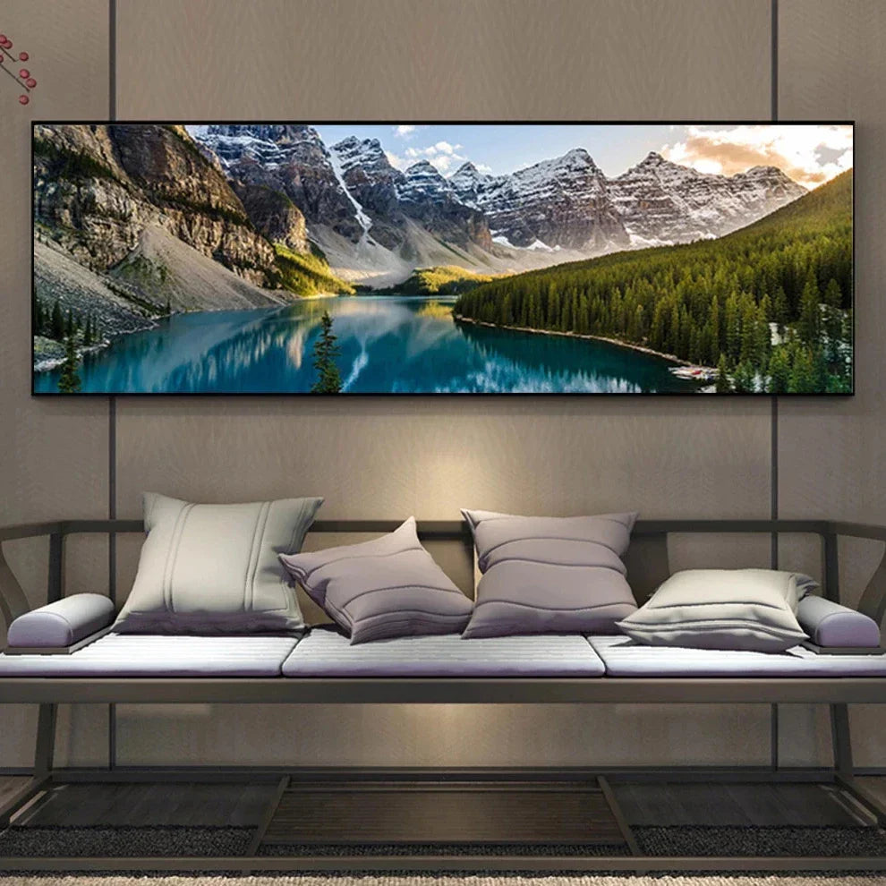 Mountain Lakes Forest Wilderness Canvas Wall Art for Living Room Decor