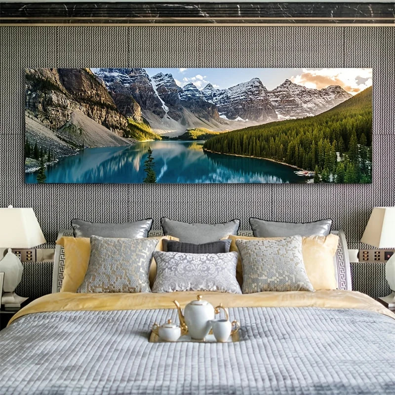 Mountain Lakes Forest Wilderness Canvas Wall Art for Living Room Decor