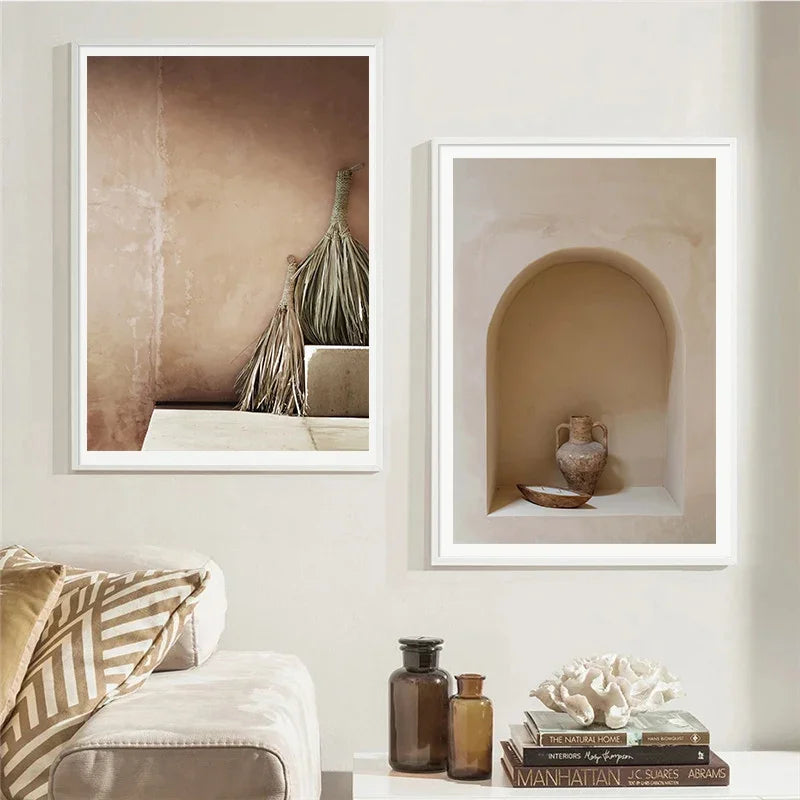 Neutral Terracotta Still Life Vase Canvas Art for Modern Home Decor