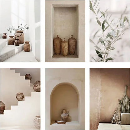 Neutral Terracotta Still Life Vase Canvas Art for Modern Home Decor