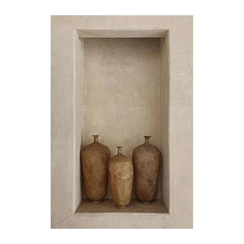 Neutral Terracotta Still Life Vase Canvas Art for Modern Home Decor