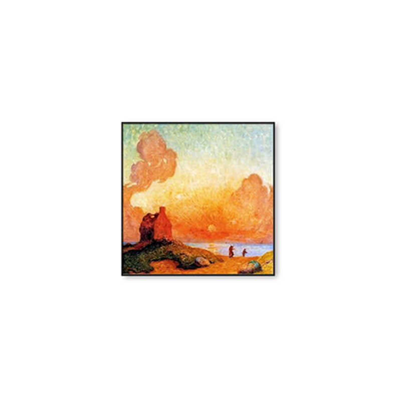 Framed Impressionist Sunset Landscape Art Homeandso