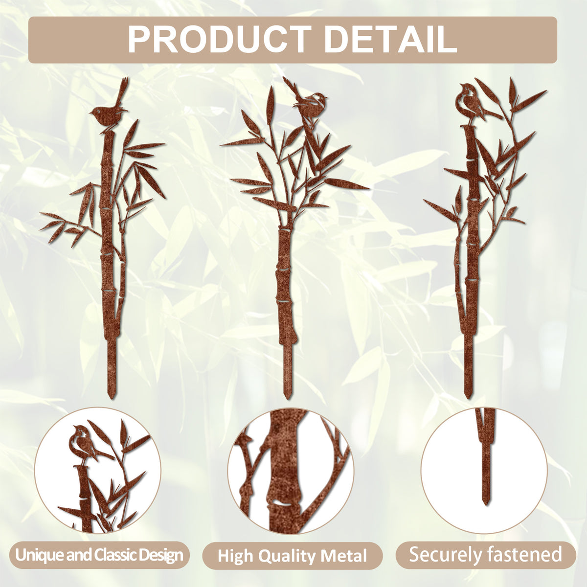 Decorative Bamboo-Themed Garden Stake Homeandso