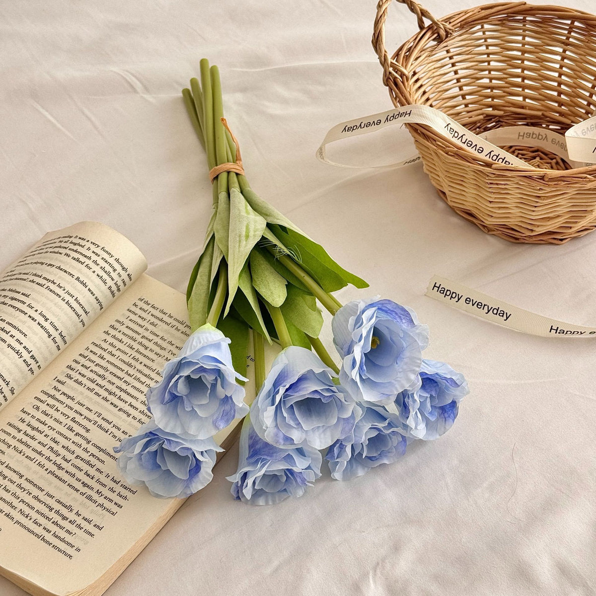 Realistic Silk Tulip Bouquet for Home Display