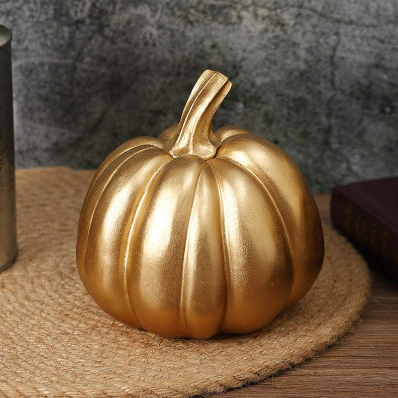 Decorative Metallic Pumpkin Sculpture Homeandso