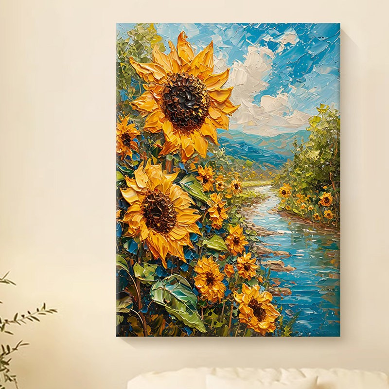 Textured Sunflower Landscape Canvas Art Homeandso