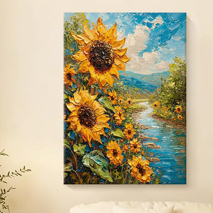 Textured Sunflower Landscape Canvas Art Homeandso