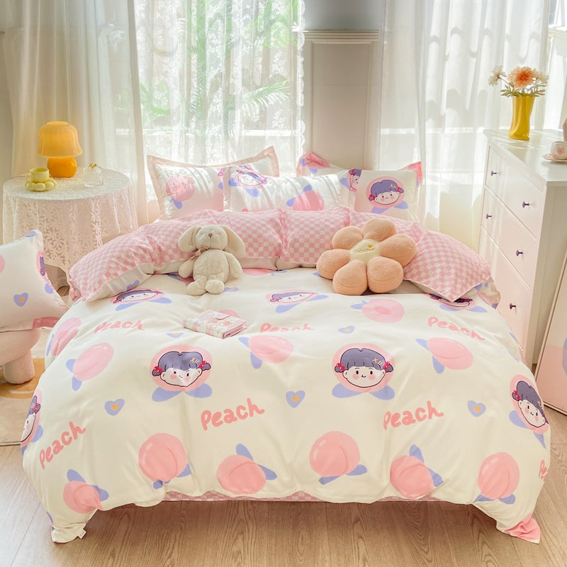 Playful Floral Cartoon Duvet Cover Set Homeandso