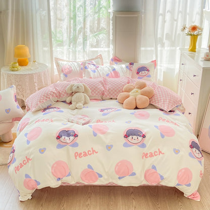 Playful Floral Cartoon Duvet Cover Set Homeandso