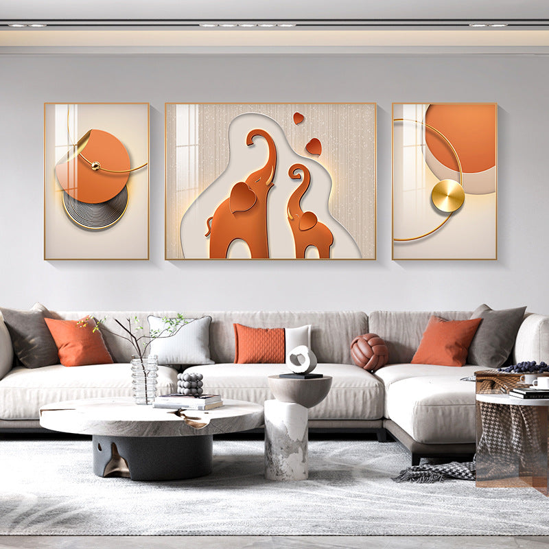 Abstract Elephant-Themed Canvas Triptych Art Homeandso