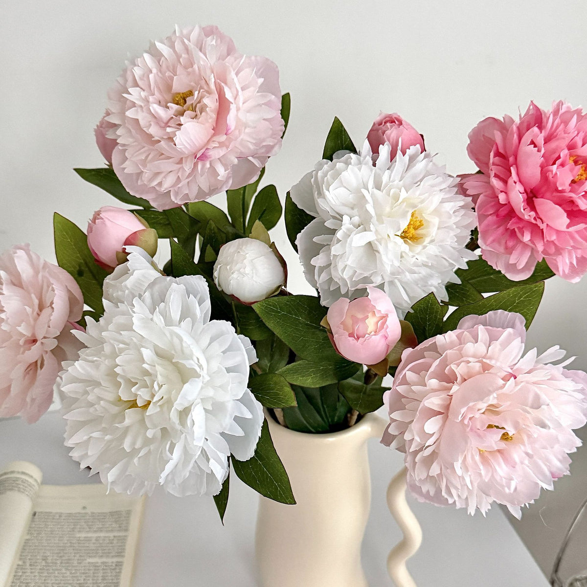 Realistic Peony Floral Stem for Home Decor