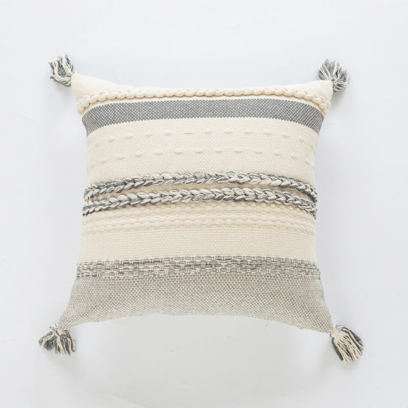 Textured Woven Fringe Pillow
