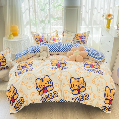 Playful Floral Cartoon Duvet Cover Set Homeandso