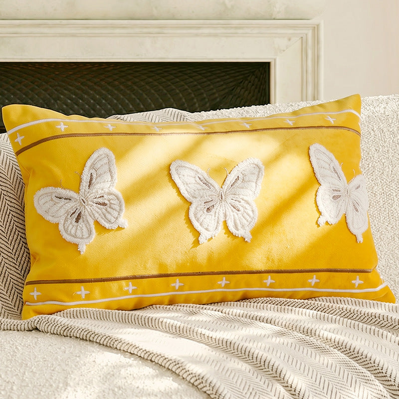 Artistic Butterfly Embroidered Decorative Throw Pillow