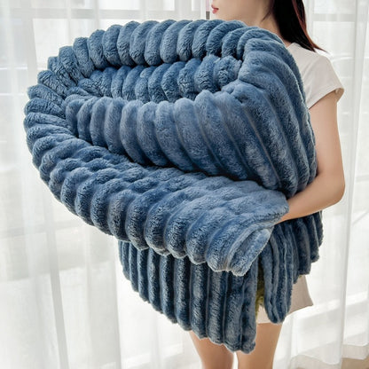 Plush Ribbed Throw Blanket
