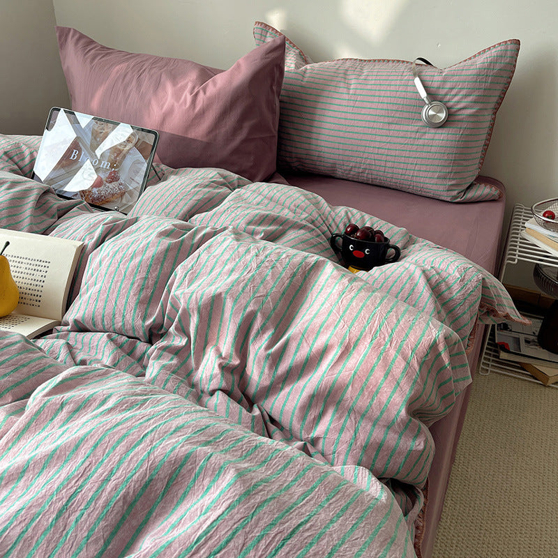 Decorative Striped Duvet Cover Set Homeandso