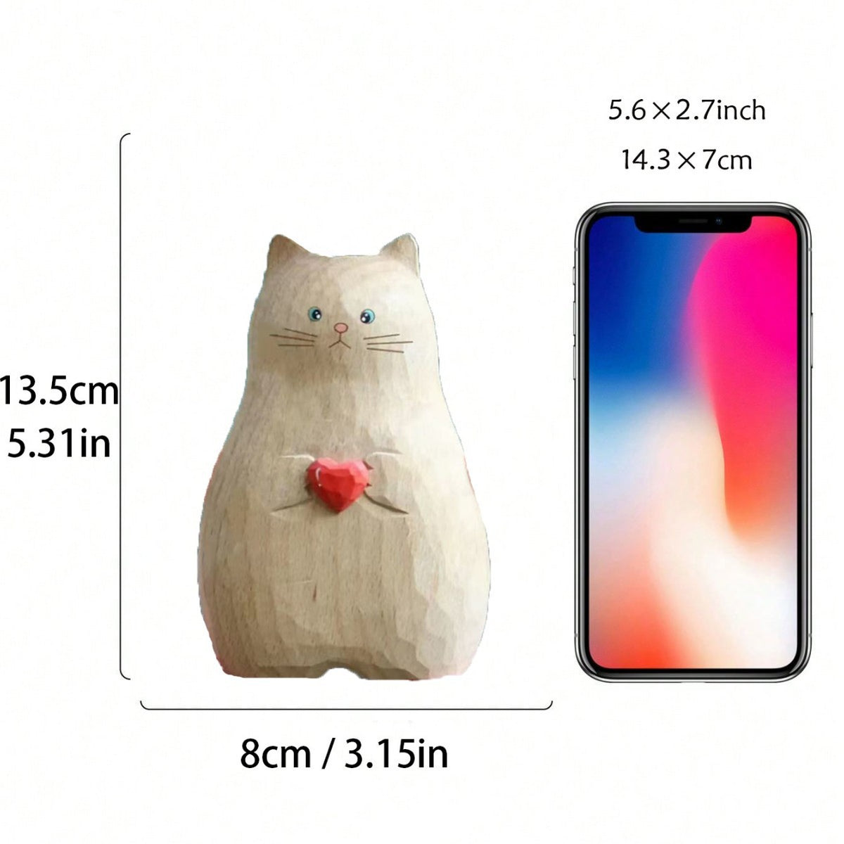 Cute Wooden Cat Figurine Homeandso