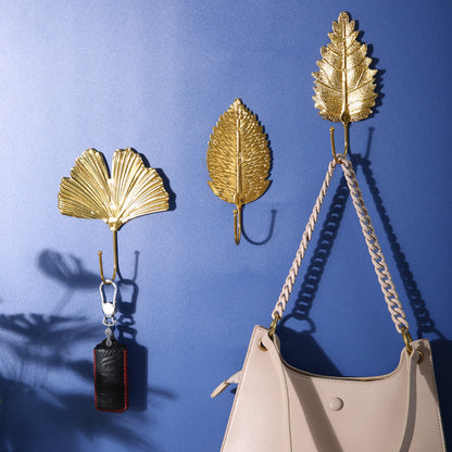 Decorative Wall Hook in Golden Leaf Design Homeandso