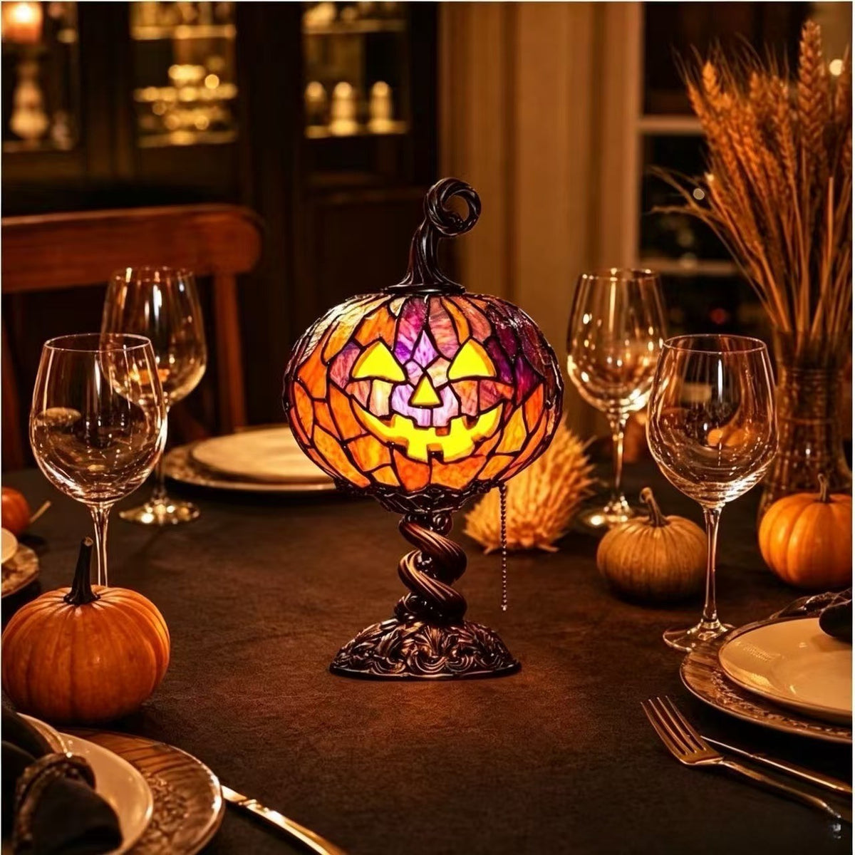 Pumpkin-Themed Table Lamp