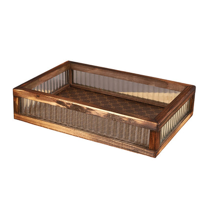 Decorative Glass and Wood Storage Tray Homeandso