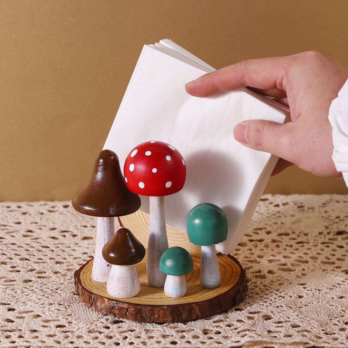 Decorative Wooden Mushroom Figurines Homeandso