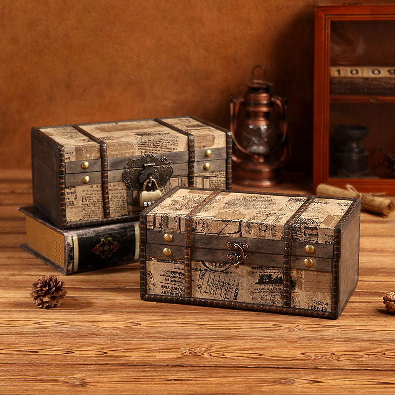 Vintage-Inspired Wooden Lockable Treasure Chest Homeandso