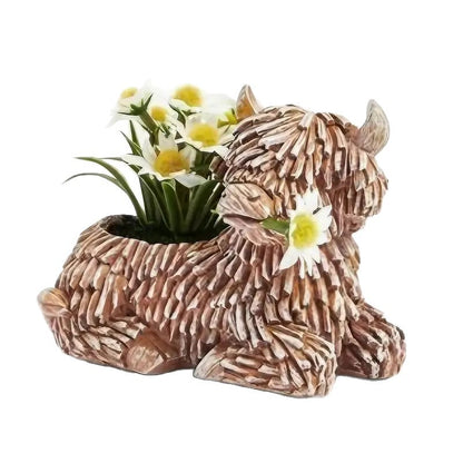 Decorative Highland Cow Planter Homeandso