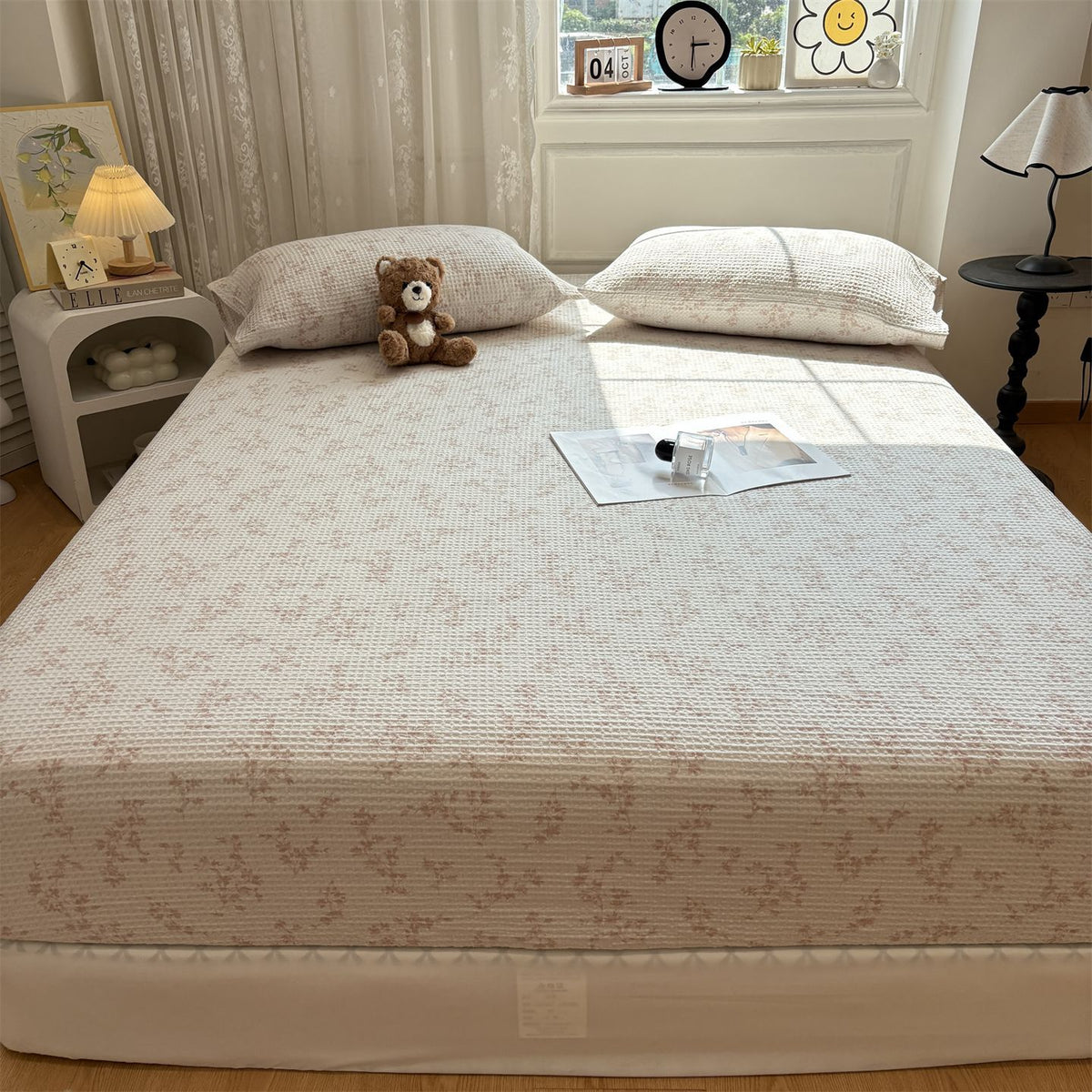 Decorative Textured Cotton Mattress Protector Homeandso