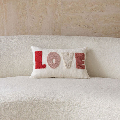 Textured Love Embroidered Throw Pillow