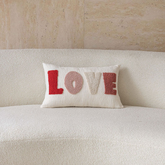 Textured Love Embroidered Throw Pillow