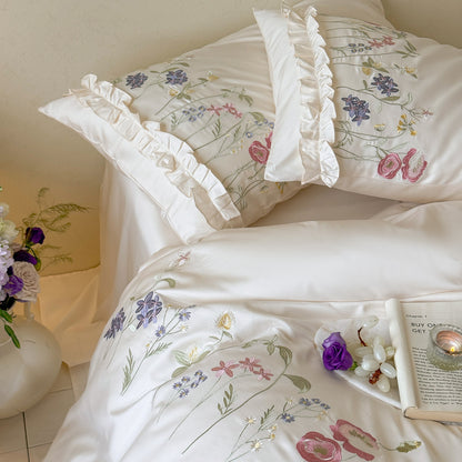 Floral Embroidered Comforter Set Homeandso