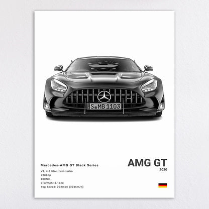 Vintage-Inspired Ford Mustang GT500 Art Print Homeandso