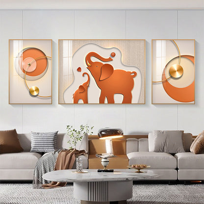 Abstract Elephant-Themed Canvas Triptych Art Homeandso