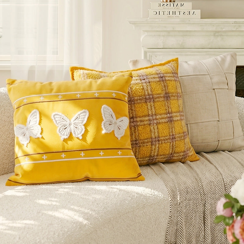 Decorative Butterfly Embroidered Lumbar Pillow