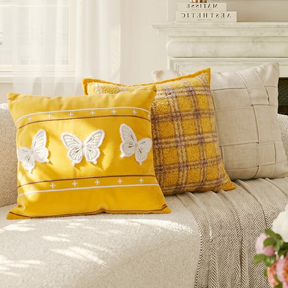 Decorative Butterfly Embroidered Lumbar Pillow